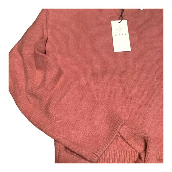 WAYF Women’s Pink Sweater Small Tie Waist Mock Neck Pullover NWT - Picture 4 of 10